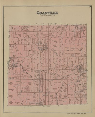 Granville Township

The following text was found on this image:
Granville,Mercer County,Ohio,St. Henry,Burkettsville,Town 7 South,Town 13 North,Range 2 East,Range 3 East,Town 15 North,Cranberry Prairie P.O,Lauber Pike,Reservoir Pike,Greenville Treaty Line,Coldwater Ditch,Gower Joint Ditch,Little Beaver Creek,Wabash Ditch,Catholic Church & Society,Most Precious Blood Society,Nunnery,Fritz Hemmelgarn,Theo. Harman,Andrew Vegruhn,J. F. Wessel,Gerhard Stall,J. B. Butter,Jos. Wappelhorst,J. R. Rommer,Henry Steilage,J. H. & B. Romer,Jos. Borger,Val. Gier,Shelton Orr,Ber. Romer,C. Morthorst,Nicholas Obringer,Jas. W. Barnes,Geo. Kessen,Henry Wubker,John Sieker,Lewis Rosengarn,Jas. Bowers,W. & J. Cannon,Margt. Bowles,H. Severt Sr,H. Severt Jr,A. Munler,C. Munler,Fred Forsthoefel,Henry Hess,Mathias Stangler,William Teiley,Chas. Stangler,Philip Troy,John Ahlers,J. R. Hartings,Bernard Bruns,I. Suder,Geo. Schnacker,Geo. Krebs,John Spahr,H. Hemmelgarn,Lorenz Hefs,Jos. Mader,Anna Dues,B. Luken,G. H. Fischer,Henry Forsthof,Howard Romer,C. Meinering,S. Iverius Geble,H. Knapke,M. Harman,Herman Voss,J. H. Hulsman,J. H. Lange,J. F. Romer,Henry Alers,P. Romer,Jos. Macke,J. G. Hartings,Jos. Romer,S. Lauber,Geo. Miller,Society of the Most Precious Blood,J. A. Shannon,H. P. Hemmelgarn,John Stuve,B. Burns,G. H. Moller,Frank Langenkamp,Henry Hemmelgarn,G. J. Wendel,J. F. Wichard,C. Leistenhsneider,H. Grewe,J. B. Gelhaus,Jos. Osterfelt,Henry Cells,Jos. Ihobe,Henry Severing,Thos. Rafferty,Andrias Post,Peter Winhover,Benj. Feldhake,John Foltz,Wm. Newport,Joseph F. Glunk,H. F. Bosken,Mader Bros,B. Brunswick,Fred Desch,J. B. C. Stachler,John Hagedorn,John Guggenbiller Sr,John Guggenbiller Jr,Geo. Bedner,Wm. Evers,John Esser,H. Haubrig,Ben Romer,Frank Moorman,H. H. Bruns,Mary Winner,Mary Andrews,John Keller,Vincent Quinter,Franz Sundermanus,Jos. Steinlage,John J. Schmitz,Bernard Dinkies,Bernard Kranke,John Gelhaus,M. Brunswick,Bernard Berthe,John Stein,Philip Rier,J. P. Stachler,John Rosenagarten,Geo. Vanderbust,B. Geise,Elisabeth Herholzer,Peter Schmeltz,W. & A. Schwenterman,J. Hein,John Fely,Jos. Quinter,Adam Bohmer,Peter Miller,Jacob Meyers,Jos. Decker,M. & J. Jones,P. H. Rhyhard,Jacob Huver,Jac. Haver,Jac. Rinkle,Peter Stachler,Henry Schwiper,A. Wimsley,Dennis Dwyer,G. W. Alpin,Wm. Simison,Mary Gelhaus,Kasper Kidder,W. S. Bacon,H. Terhule,Andrew Weaver,Lucinda Gilbert,J. M. Ross,J. H. & J. B. Stineman,J. H. & T. P. Stineman,P. H. Chambers & Co,M. E. Wagoner,Bernard Leugers,M. J. Adams,A. E. Gilbert,D. Englehart,Chris. Redeve,Geo. Harsh,J. H. Rogers,C. C. Rogers,H. Reyner,Jos. Bernard,A. Heiser,B. A. Quinter,Vilas Hetz,Swan Gorisch & Trupin,Theo. Huishau,J. J. Hulsman,John Lange,Henry Wemhake,Bernard Wemhake,H. Dorger,F. & B. Feldhake,J. J. Wolhaufe,R. Placke,J. F. Kohner,H. J. Long,J. S. Smith,J. C. Avery,Theo. Hulsman,A. Gottes,C. Schunder,A. Hemann,John G. Borgerding,Mary Wagner,H. Bruns,Jos. W. Frick,C. A. Krunker,Valent Quinter,Henry Neal,S. Klingshover,M. Winhover,J. G. Hinders,Jas. Rammel,Geo. Rammel,Bernard Schlorman,Jos. Rammel,Theo. Hemmelgarn,Thos. Hart,J. C. Borgerding,Fritz Nieman,W. W. Oaks,B. Overman,C. A. C. Kruger,Anthony Avery,J. W. Birt,Stan Rogers,"Griffing, Gordon & Co"