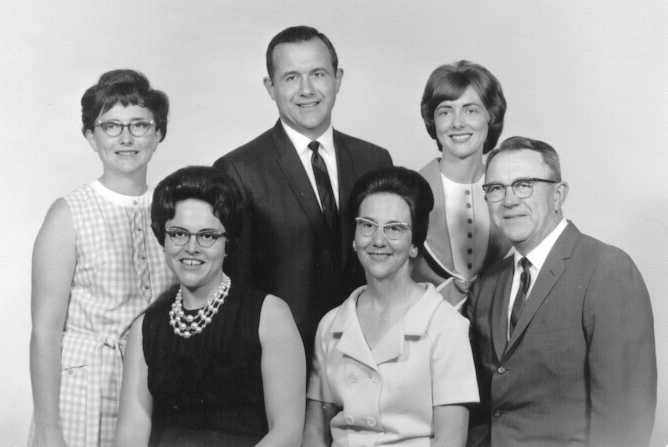Photo: Our family (1966). Standing: Marilyn, Bill, Rosann. Seated: Janet, Mother and Dad.