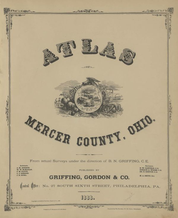 Atlas Of Mercer County Ohio 1888 Cover
