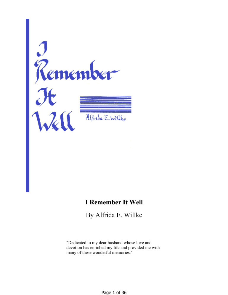 I Remember It Well Cover