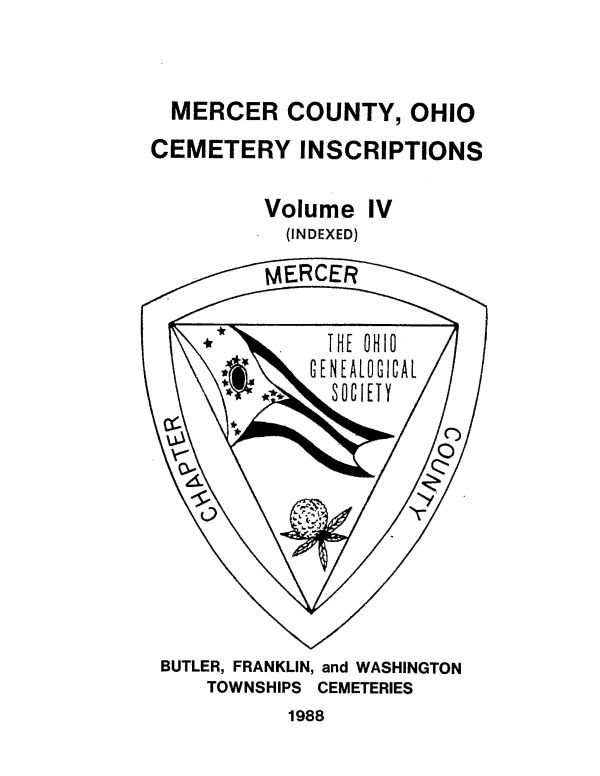 Mercer County, Ohio Cemetery Inscriptions Volume IV Cover