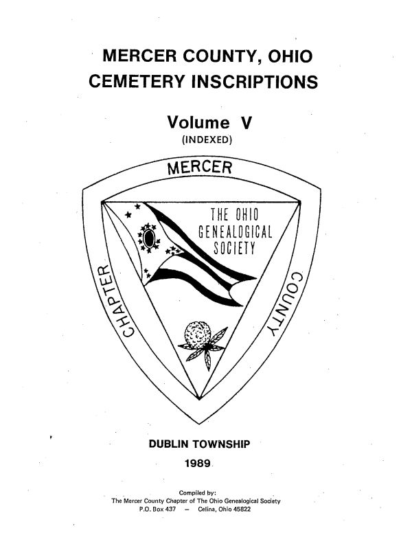 Mercer County, Ohio Cemetery Inscriptions Volume V Cover