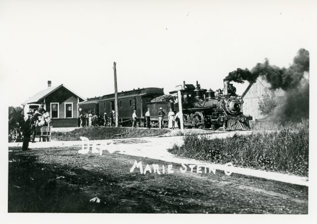 The Cincinnati, Hamilton and Dayton Railway (CH&D) Railroad depot in Maria Stein, Ohio. The CH&D Railroad extended its line through Mercer County and laid tracks near the community of Maria Stein in 1881. The railroad location in Maria Stein became locally known simply as "Station", to the west of St. Johns. As these two communities were separated by only 0.5 miles, many business interests migrated to the vicinity of the railroad, and the two communities eventually merged under the name of Maria Stein. This rail line went as far north as Delphos, Ohio. The last train was in 1922. The CH&D Railroad route was along present day SR-716.