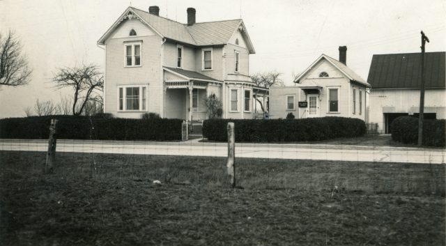 Edgar Willke Family Residence on State Route 119 in Maria Stein, Ohio. Circa 19444. The building between the house and the barn is the doctor's office.