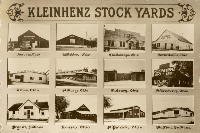 Composite photo of the various Kleinhenz stockyards buildings in various locations in Ohio. Undated. Contributed by Ned Kleinhenz