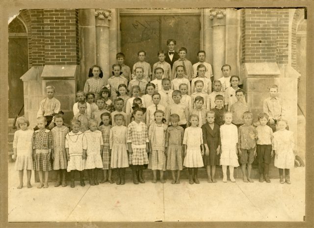 This undated, uncaptioned photo was found in the records of Bill and Esther Willke. It was taken in front of St. Rose Church in St. Rose, Ohio. The children appear to be the students from the one-room schoolhouse next to the church. There is handwriting on the photo that says "Mader Fer". A Ferd Mader was the school teacher at Saint Rose from 1915-1916. If you have any information about this photo, please contact Andy Niekamp at andyniekamp@gmail.com